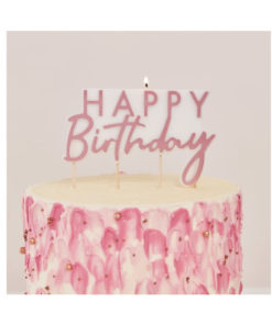 Party-Kerze Happy Birthday rosé gold