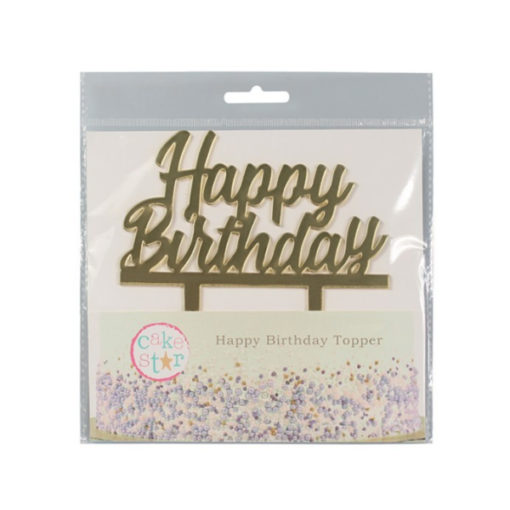 Cake Topper Happy Birthday Gold