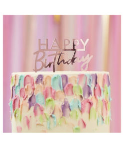 Cake Topper Happy Birthday rosa