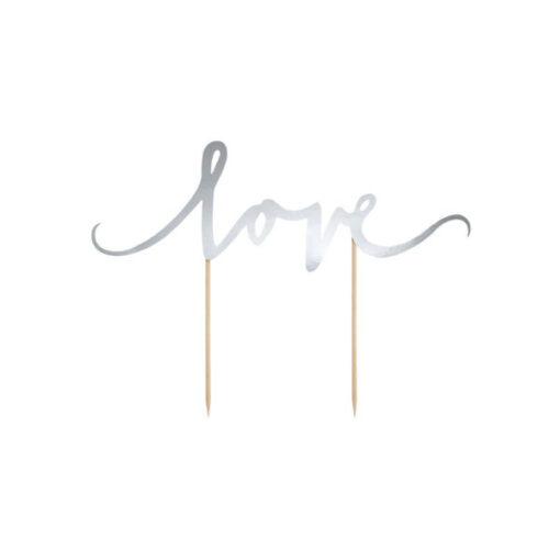 PartyDeco Cake Topper love silber