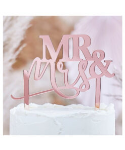 Cake Topper Mr & Mrs rosé gold