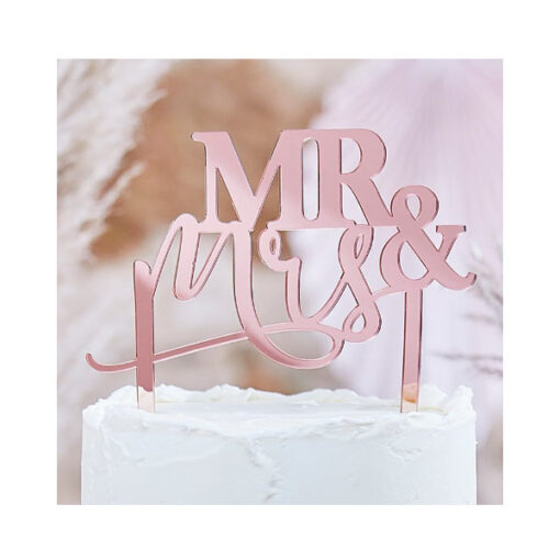 Cake Topper Mr & Mrs rosé gold