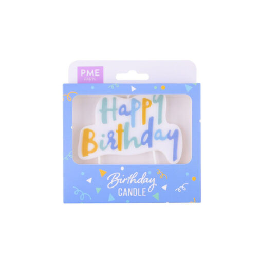 PME Kerze Happy Birthday, blau pastell