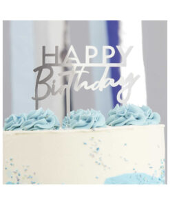 Cake Topper Happy Birthday Acryl silber