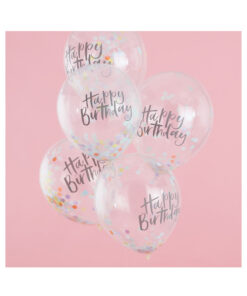 Ballon Konfetti - Happy Birthday pastell