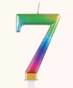 Regenbogen Zahlenkerze Nr.7