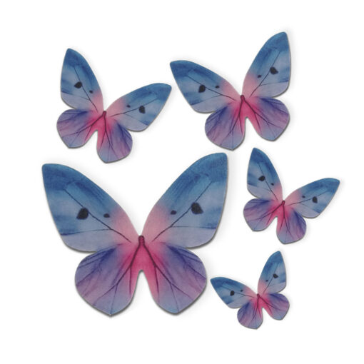 Schmetterlinge aus Esspapier blau gemischt