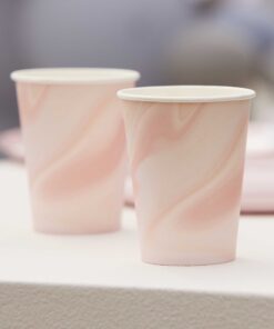 Pappbecher Ginger Ray 8 Stk. rosa marmoriert