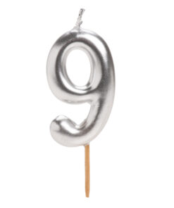 Zahlenkerze 9 Silber