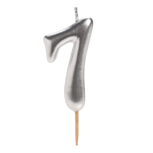Zahlenkerze 7 Silber