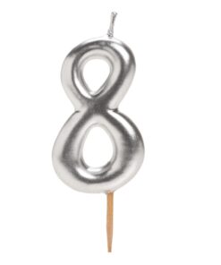 Zahlenkerze 8 Silber