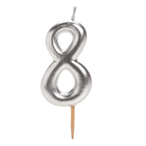 Zahlenkerze 8 Silber