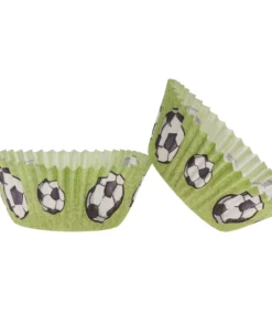BLISTER 25 FOOTBALL CUPCAKE PAPER CAPSULES Ø 5CM H 3CM