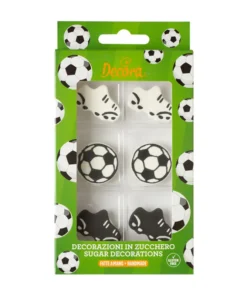 Zuckerdekoration Fussball inkl. Schuhe, 6 Stück