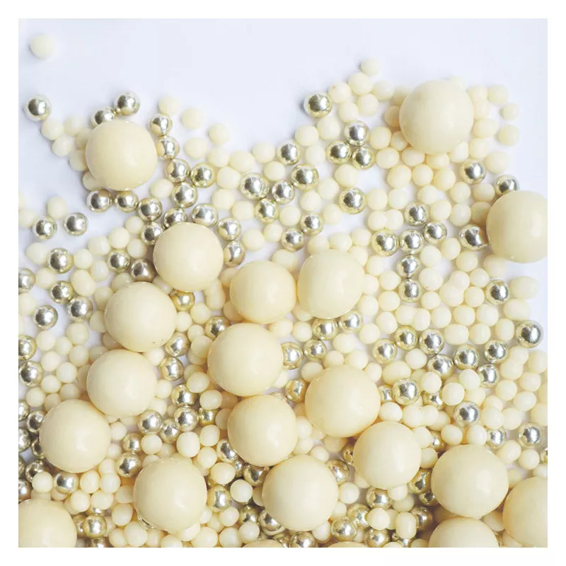 Weiss-gold Schokoperlen 50g